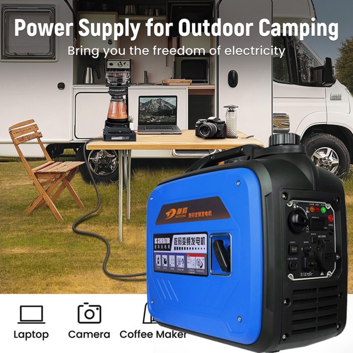 Blue Silent Portable Inverter Generator 2.8KW-3.8KW 4-Stroke Engine for Camper Travel RV Household