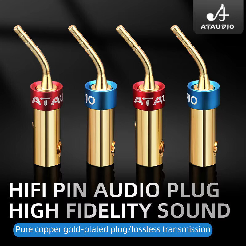 ATAUDIO 8 ชิ้น HiFi Banana Plug ทองแดงบริสุทธิ์ Banana เชื่อมต่อสําหรับสายลําโพง Pin Musical Audio