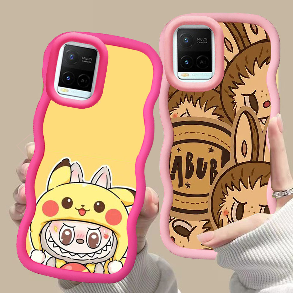 MERAH D-28 Labubu สีชมพูสีแดงสําหรับ VIVO V30 Y02a Y21a Y02t Y02 Y21s Y21 Y21t Pro 5G สีดํา