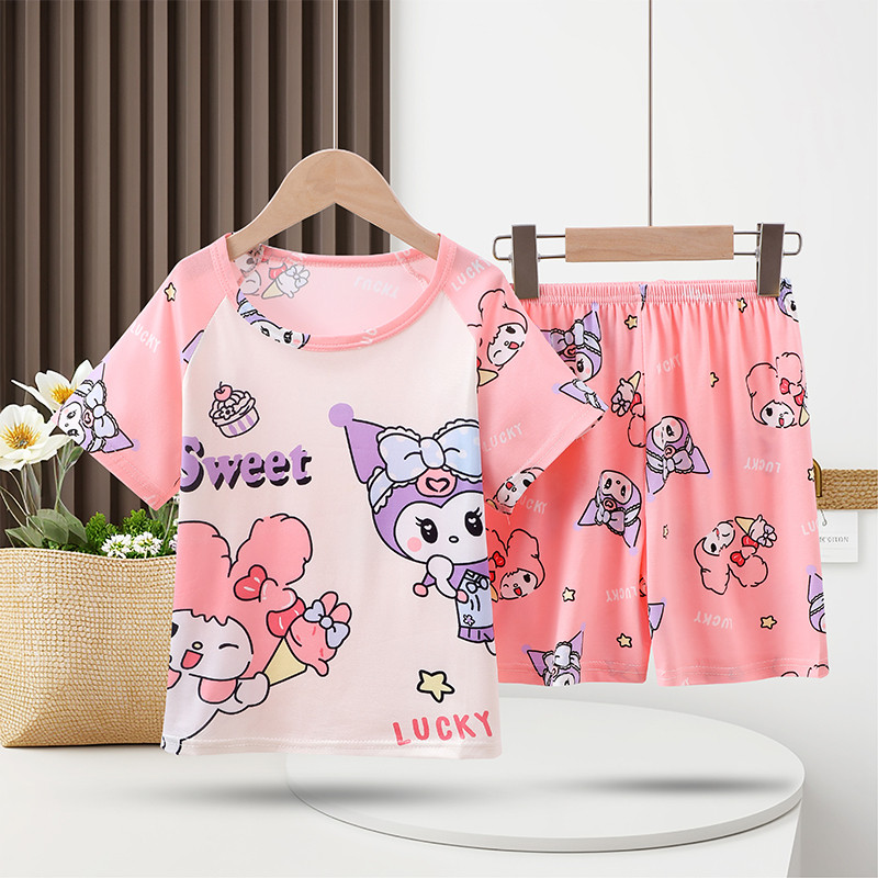 Eid Mubarak ชุดผ่อนคลายแขนสั้น Loungewear ชายหรือสาวรอบคอ Melody Nightdress สําหรับ 5 - 6 ปี