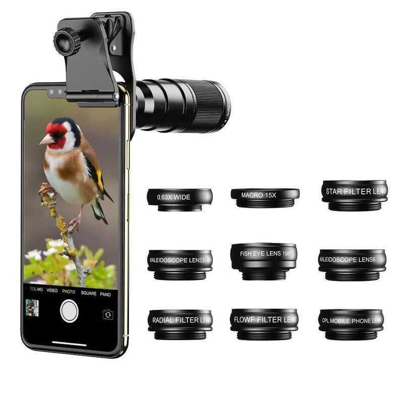 C APEXEL New Updated 22X Telephoto Zoom Len 10 In 1 Fiheye Len Wide Angle Ro Len+Cpl Star W Filter