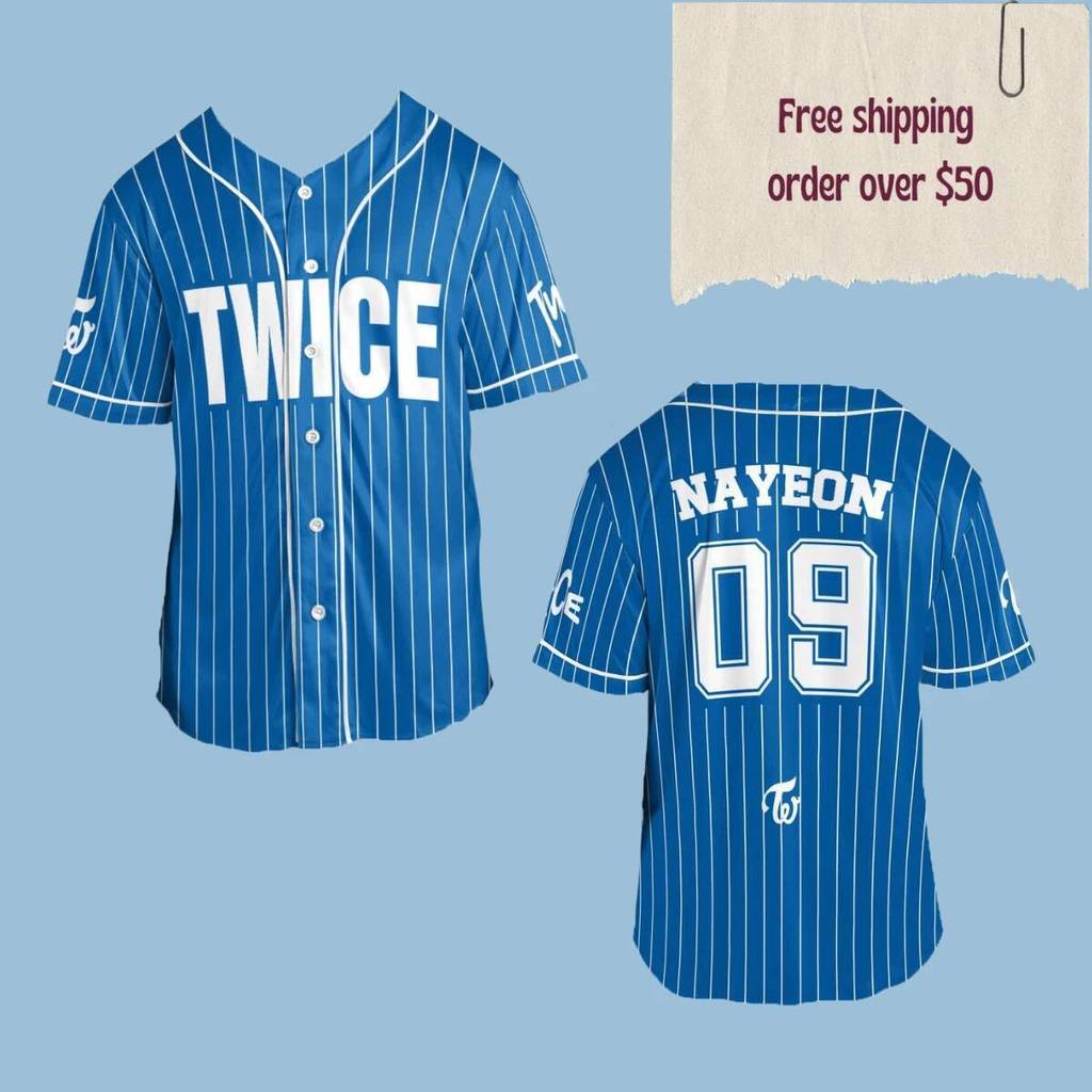 TWICE THIS สําหรับเสื้อเบสบอลสีฟ้า Once Merch เสื้อ Kpop คอนเสิร์ตชุด K69