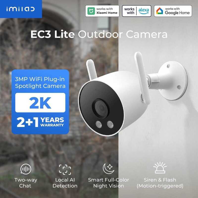 กล้อง IMILAB EC3 Lite สำหรับการป้องกันความปลอดภัยภายในบ้าน ความละเอียด 2K HD กล้องวงจรปิด WiFi IP อั