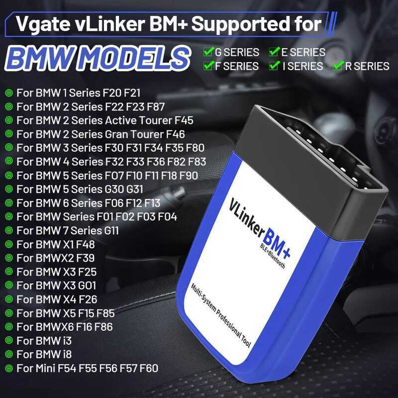 Vgate vLinker BM+ BM สำหรับเครื่องสแกน BMW ELM327 BT4.0 OBD 2 Wifi OBD2 เครื่องมือวินิจฉัยรถยนต์ ELM