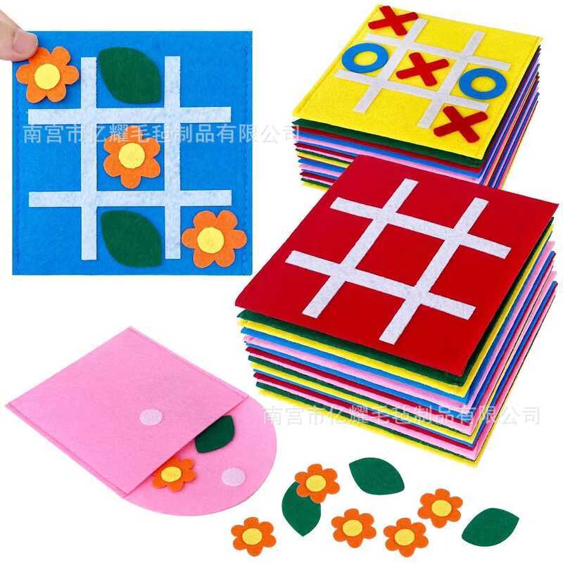 Felt Mini Checkerboard เกมพัฒนาการทางปัญญาสําหรับเด็ก Tic Tac Toe Checkerboard เกม Felt Jiugongge Ti