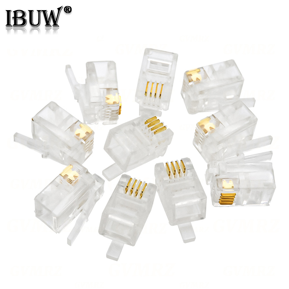 4Pin 6Pin 8Pin สายเคเบิลตัวเชื่อมต่อปลั๊กโทรศัพท์เชื่อมต่ออินเทอร์เน็ต RJ9 4P4C RJ11 6P4C 6P6C RJ45 
