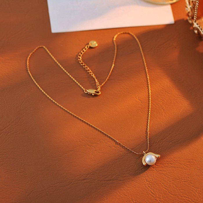 20	สร้อยคอ French Retro Simple Temperament U-Shaped Pearl สร้อยคอผู้หญิงทุกวัน All-Match High-End สร