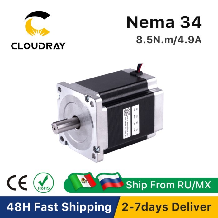 Nema 34 Stepper Motor 112mm 2 Phase 8.5N.m 4.9A 4-lead Stepper Motor High Torque(34CS85FK-490) for
