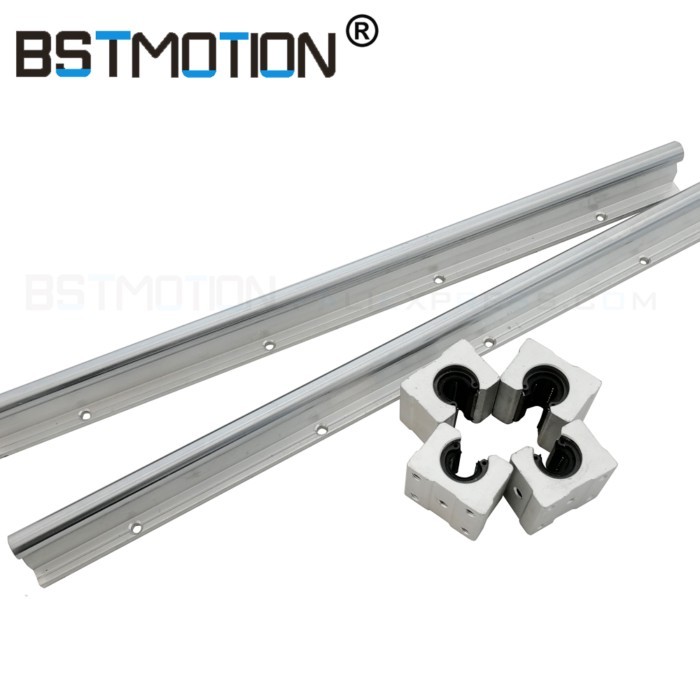 2pcs SBR16 300mm Round Shaft Guide 4pcs SBR16UU Linear Motion Bearing Block For CNC Router Parts
