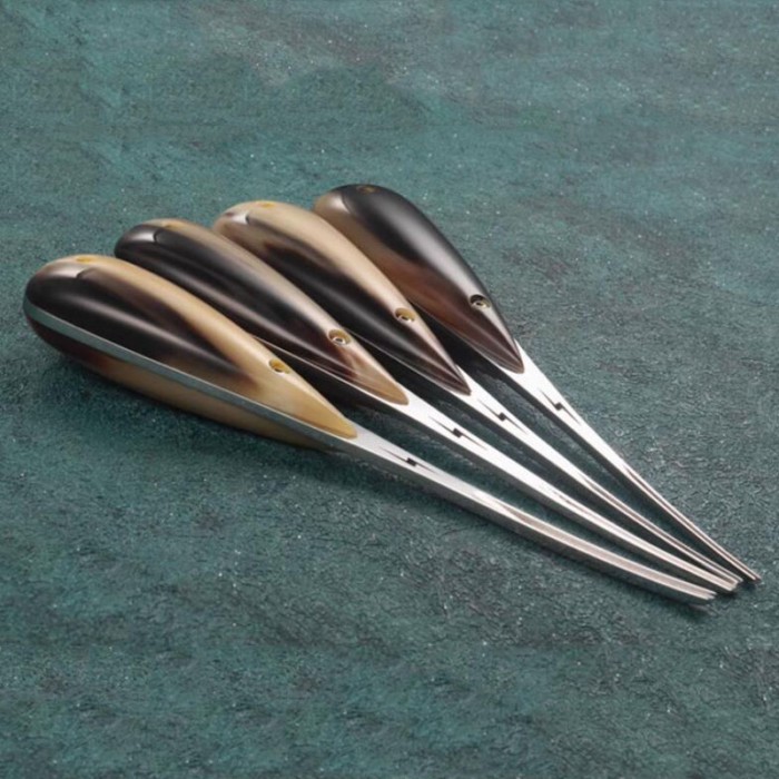 M390 Steel Blade Horn Patch Handle Handmade DIY Leather Craft Tools High End Leather Edge Bevel Tri