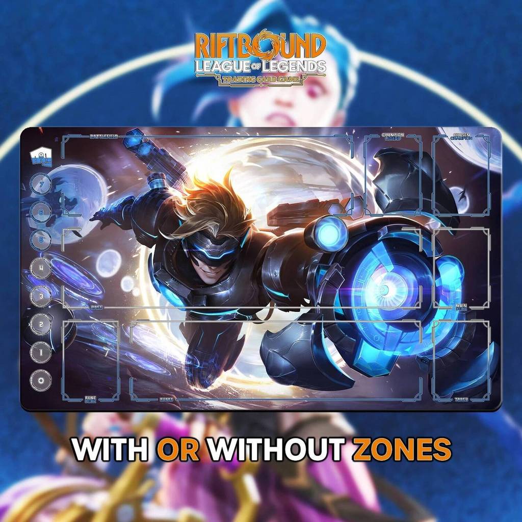 RIFTBOUND LOL TCG Playmat 24x14" (60*35ซม.) | EZREAL Pulsefire - ขอบเย็บ