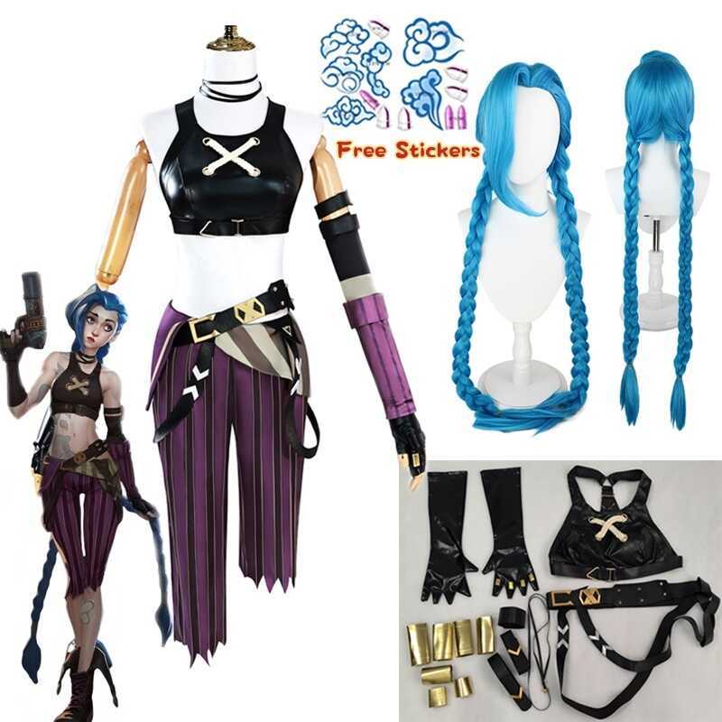 W Arcane Season 2 League Of Legends LOL Arcane Jinx Halloween Cosplay Costume Loli Outfit Halloween