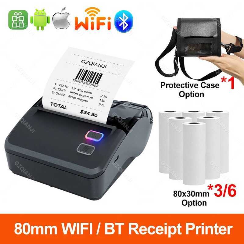 WIFI 80 มม.เครื่องพิมพ์ความร้อนบลูทูธขนาดเล็กใบเสร็จรับเงินบิล Impresora รองรับ Ios On Loyverse Tick