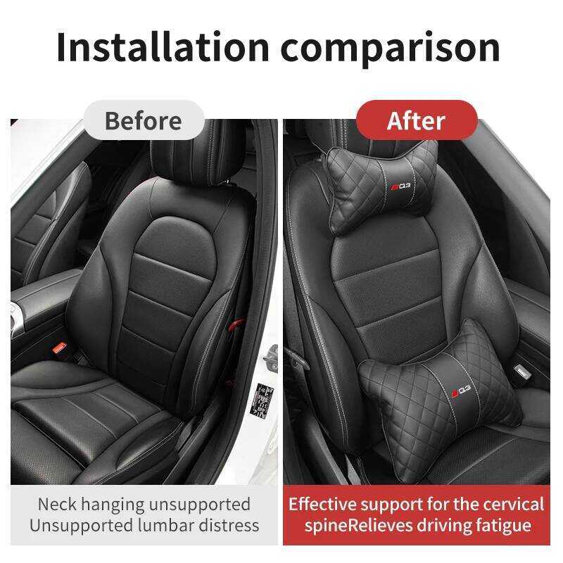 ▥   หมอนรองคอและพนักพิงหลังสำหรับเบาะรถยนต์ ใช้ได้กับ Audi Q2 Q3 Q5 Q7 Q8 Qs5 S3 S4