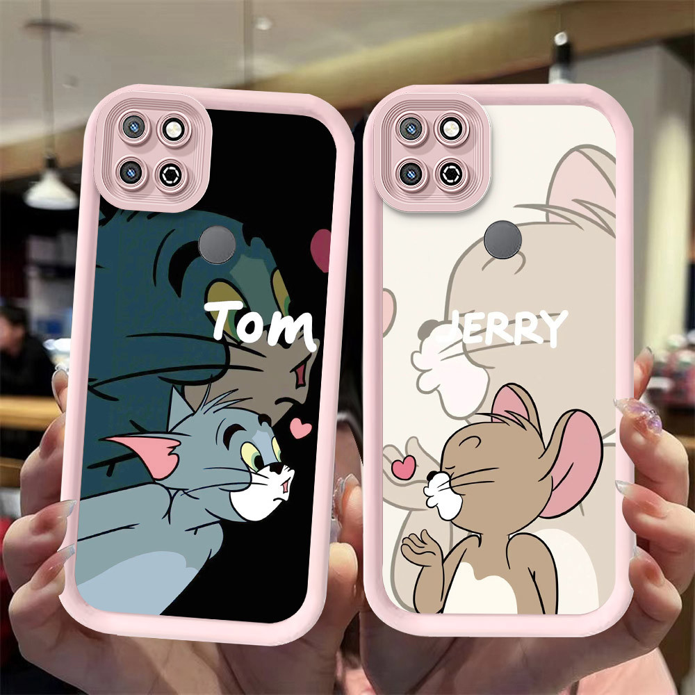 J-6 Love Couple ดำขาวชมพูเคสโทรศัพท์หรับ Realme C25 C21 C25Y C12 C25S C15 C21Y