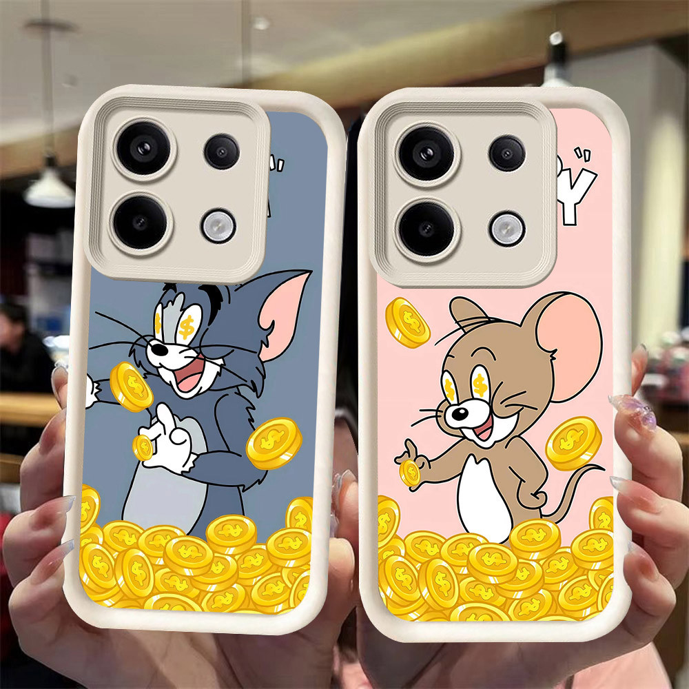 J-27 Cat gold Mouse ดำขาวชมพูเคสโทรศัพท์หรับ Xiaomi Redmi Note 13 POCO M6 Pro 5G