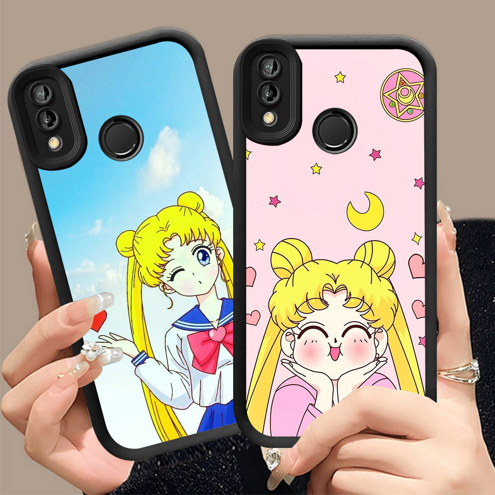 Q-4 Sailor Moon ขาวดำเคสโทรศัพท์หรับ VIVO Y91C Y91 Y1S Y93 Y95 ปกสีชมพู