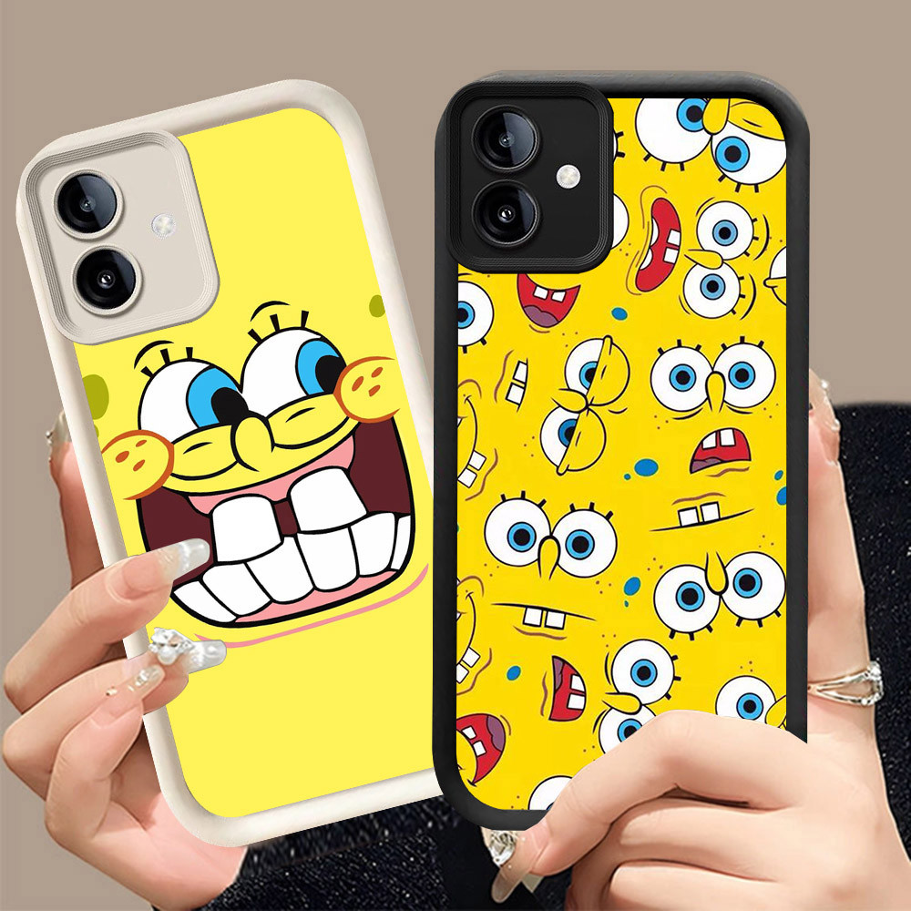Q-25 SpongeBob ขาวดำเคสโทรศัพท์หรับ Samsung A05 A07 A06 A04E A04 A03 5G ปกสีชมพู