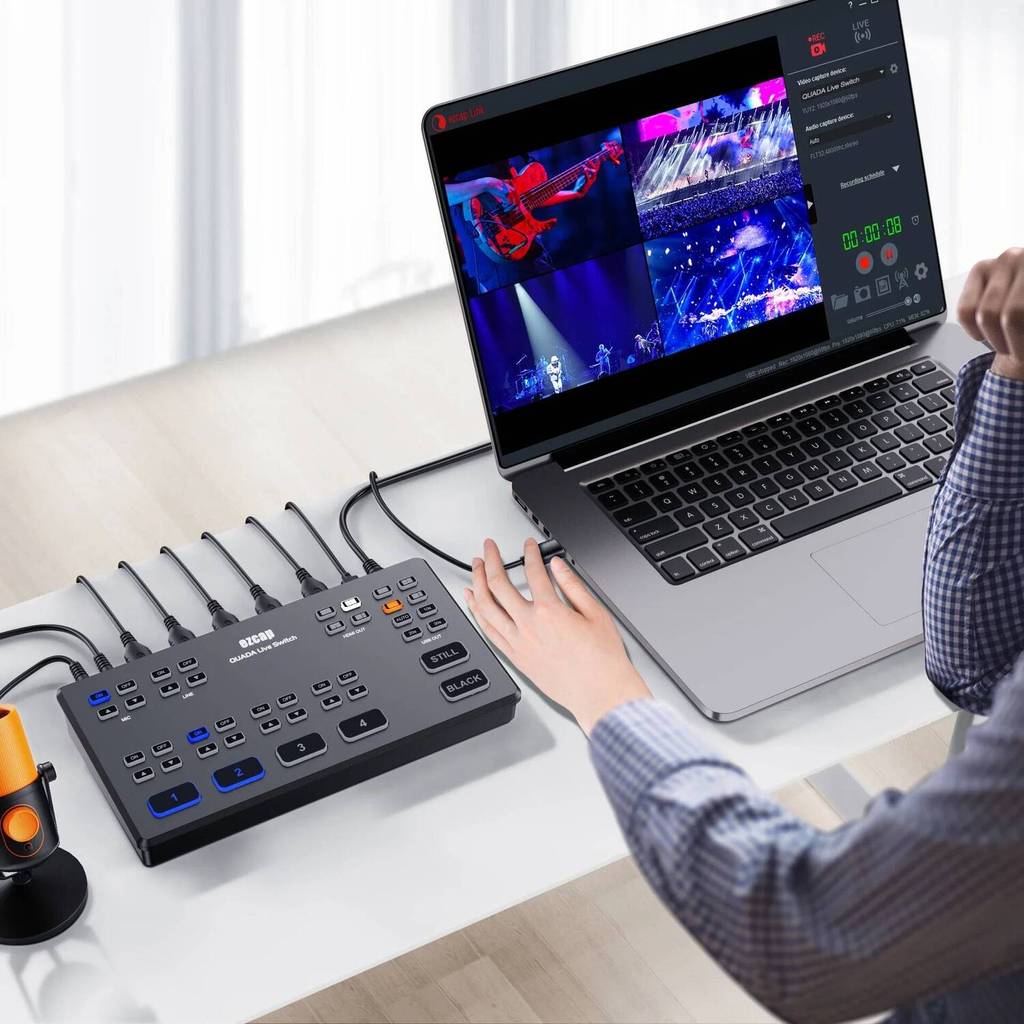 Ezcap328 4 ช่อง HDMI Multi กล้อง Live Streaming Video Switcher Audio Mixer Video Capture Card เกมบัน