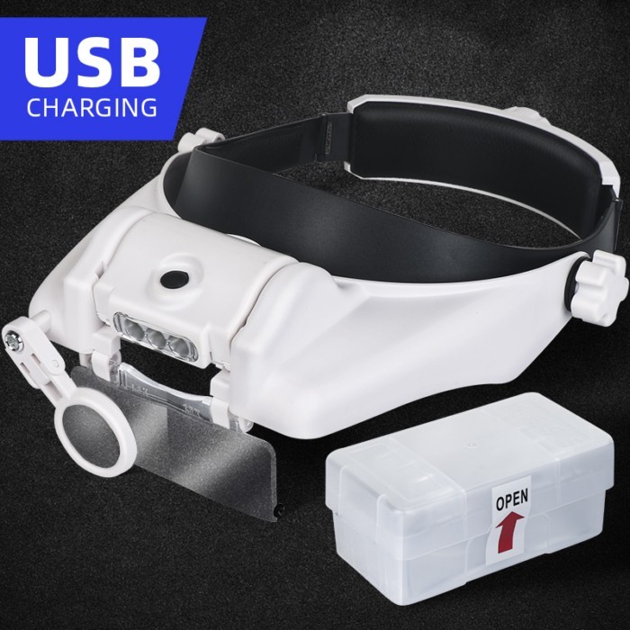 TUNGFULL Magnifying Glass with Led Lights Illuminated Magnifier Lamp Wearing Style 1.5x 2x 2.5x 3x