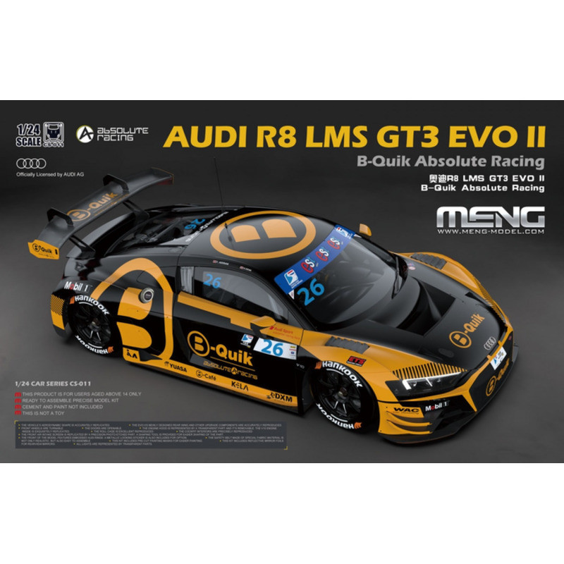 Meng Model CS-011 Audi R8 LMS GT3 EVO II B-Quik Absolute Racing 1/24 Static model kit