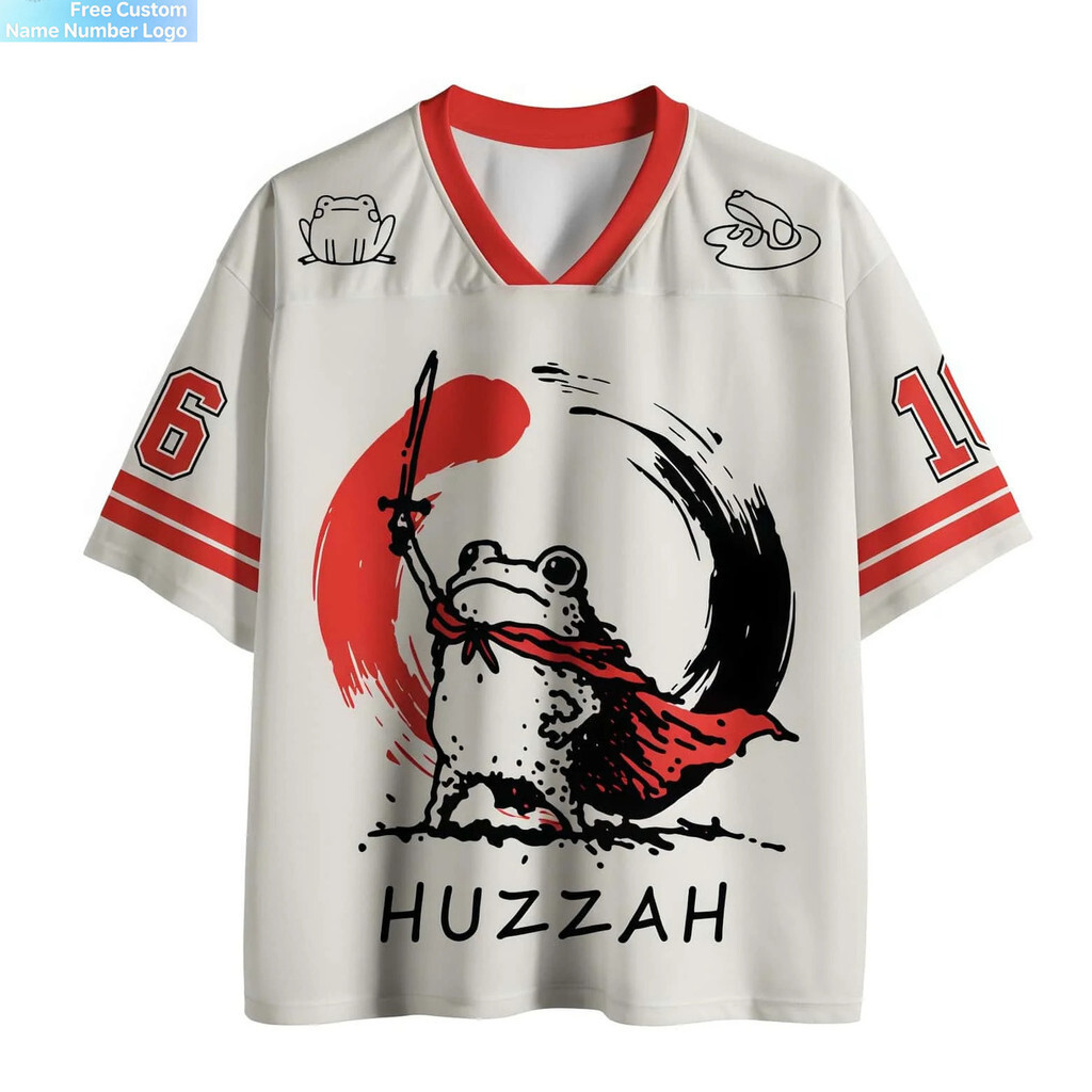 Unisex 3D พิมพ์น่ารัก Huzzah กบ V คอตาข่าย Jersey Breathable แขนสั้นฤดูร้อน Kawaii Casual Streetwear