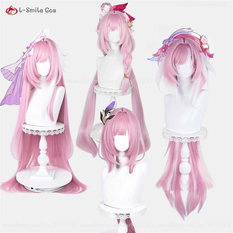 Pink White For Women Costumes Cosplay Anime Wigs Heat Resistant Synthetic Hair Halloween + Wig Cap