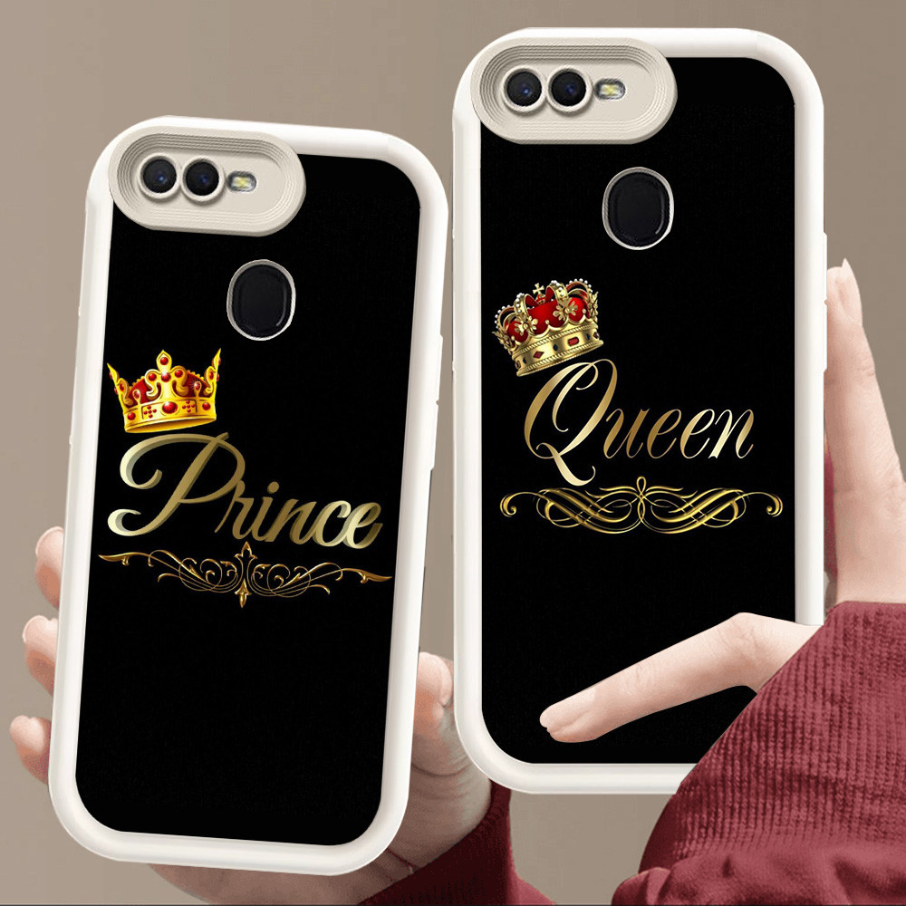 เคสสําหรับ OPPO A12 A5S A1K F5 A12E A7 F9 F7 A3S A5 A12s Pro นุ่มสีขาว E65 King Queen