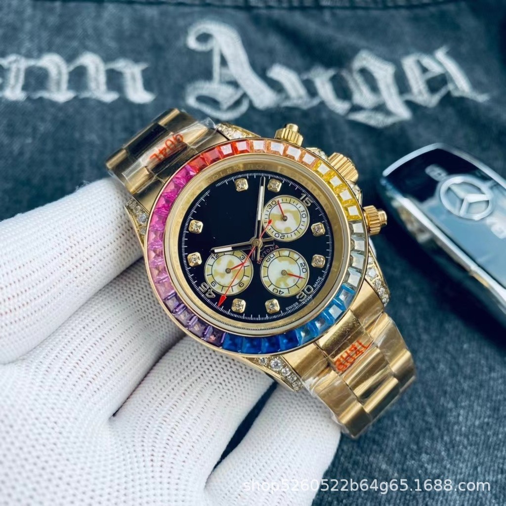 แฟชั่น ❤ T Texture Labor Rainbow Mechanical Machinery Series Daytona Timing ผู้ชายหกเข็ม Di 199