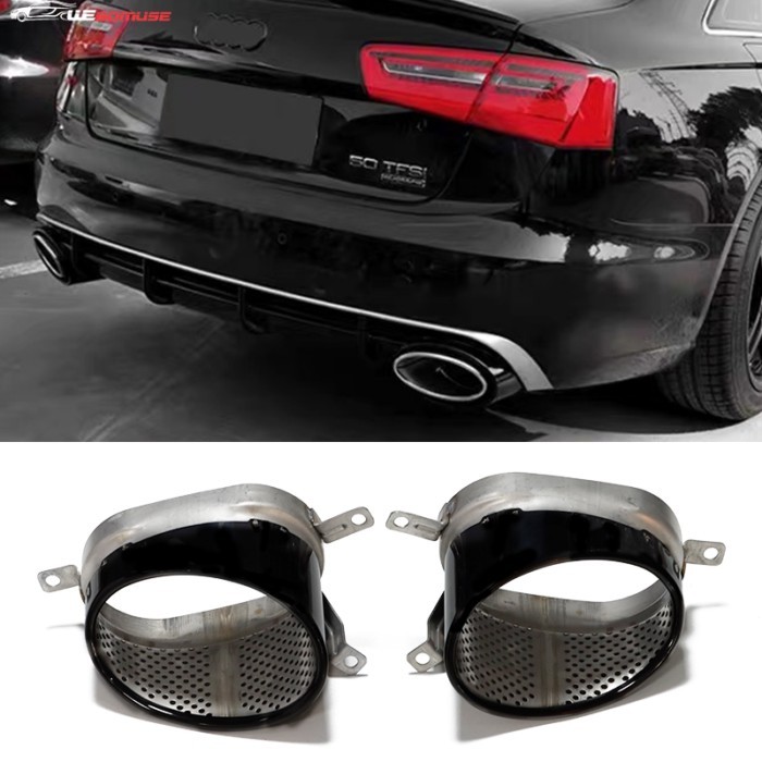 1 Pair 304 Stainless Steel Exhaust Pipe Mufflers For 2015-2018 Audi A4 A5 A6 A7 RS3 RS4 RS6 RS7 Muf