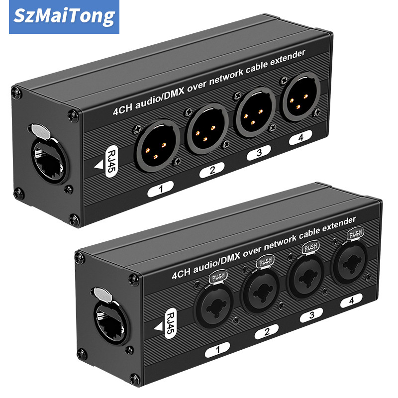 ใหม่ Multi-Purpose 4CH Audio & DMX Extender Over Cat5 Cat6, XLR ถึง RJ45 สําหรับ Live Show, Studio &