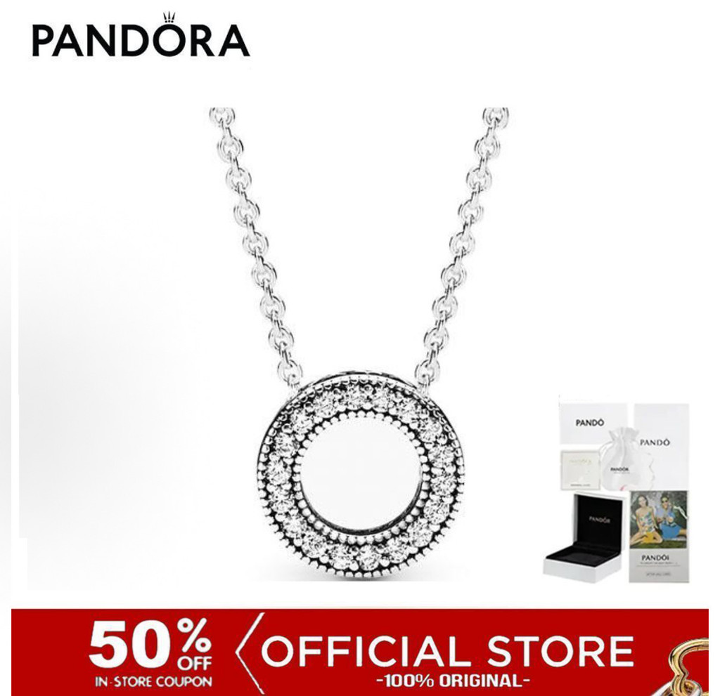 (ของแท้100%) Pandora Pavé Circle Collier Necklace Jewelry Necklaces Silver Necklaces Pandora Necklaces Pandora