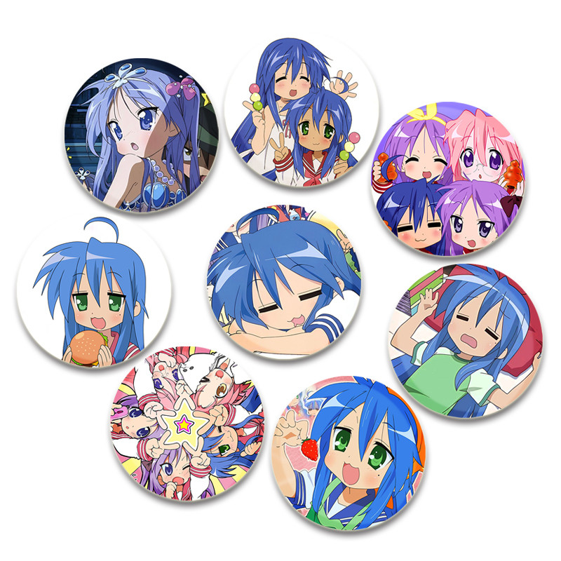 32/44/58 มม.อะนิเมะ Lucky Star Pins น่ารักการ์ตูน Badge Handmade Tinplate เข็มกลัด Breastpin สําหรับ