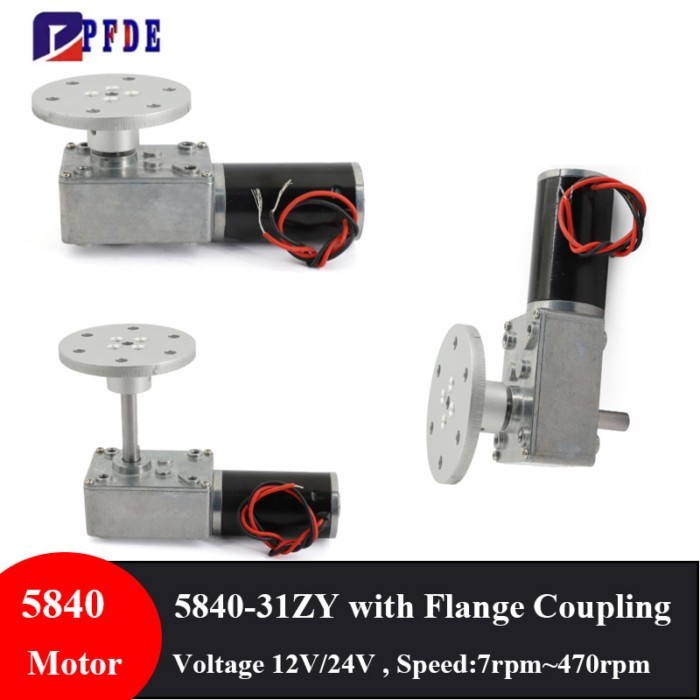 5840-31ZY Series Worm Gear DC Motor with Outer Diameter 50mm Flange Coupling High Torque Metal Gear