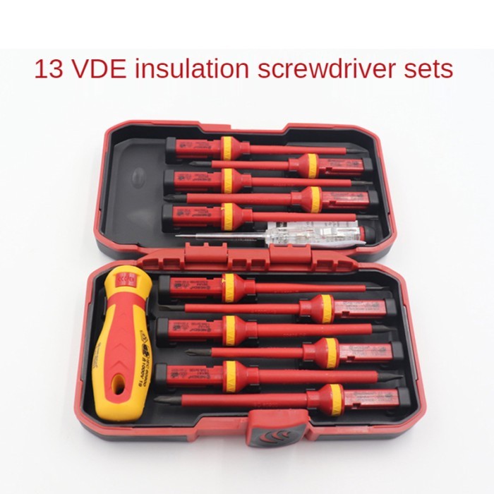 13pc Dual Use Insulated Electrician Screwdriver Power Tool Fully Insulated High Voltage Screwdriver