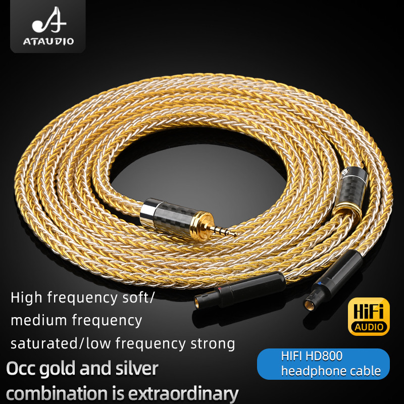 ATAUDIO HiFi หูฟัง Cable16 แบ่งปัน 7N OCC Core HD800 สายหูฟังสําหรับ HD580 HD650 HD80