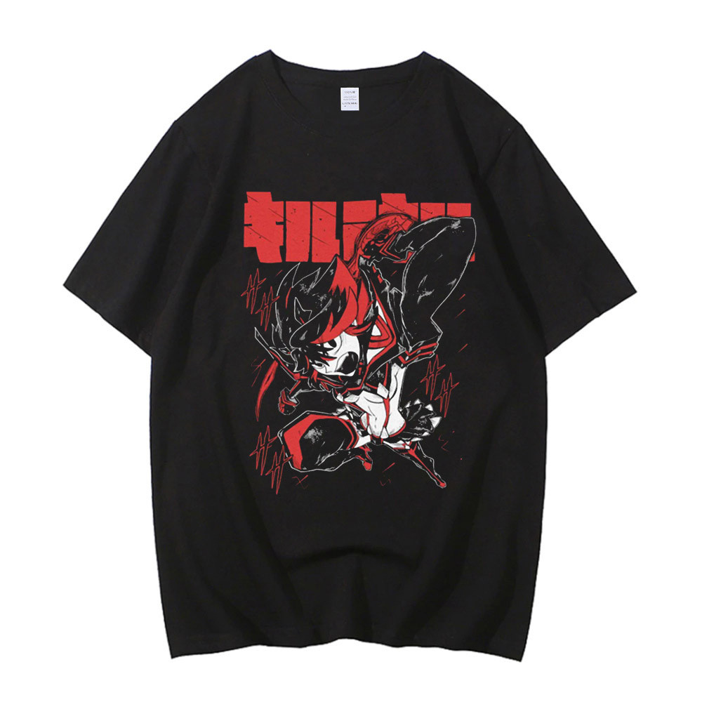 Kill La Kill Ryuko เสื้อยืดสาวอะนิเมะ Ryuko Matoi Senketsu เสื้อสีดําผ้าฝ้าย 100% คุณภาพสูง Streetwe