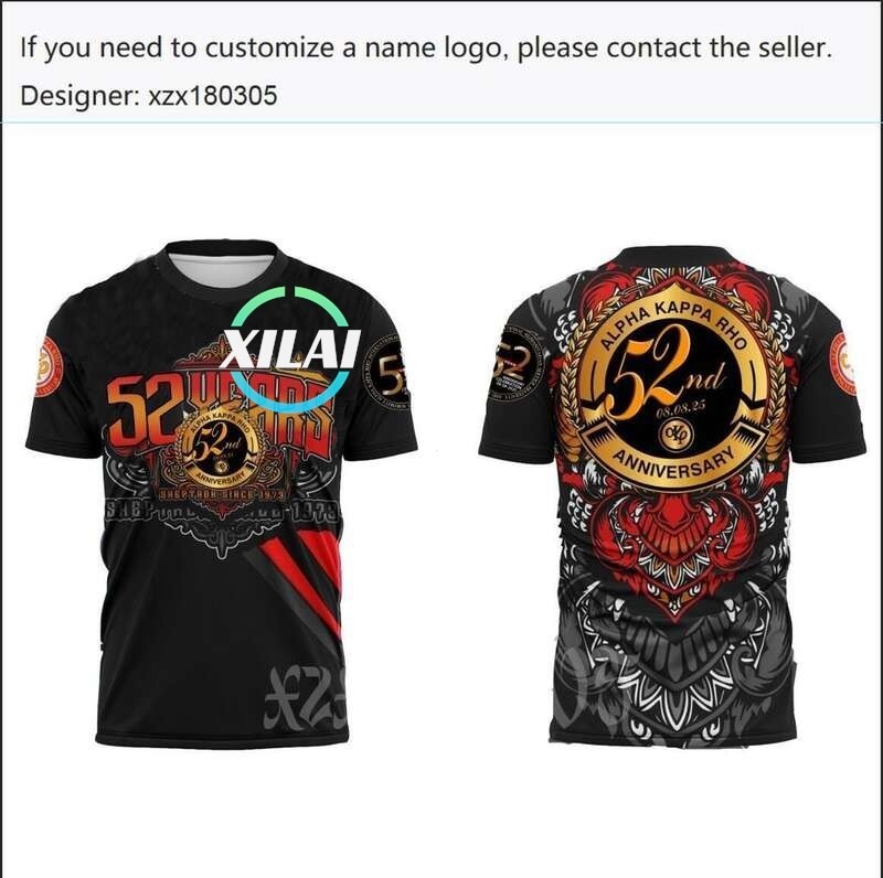 Cool Black ตาม Alpha Kappa Rho 52nd Anniversary 3D Sublimation Custom T - เสื้อ: สมบัติแฟชั่นพร้อม I