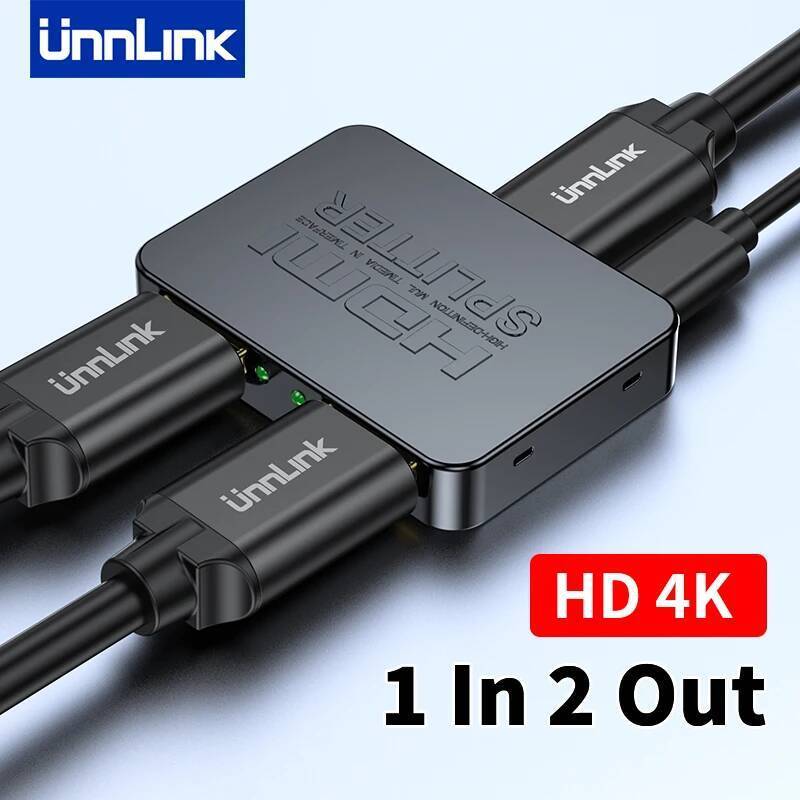 Unnlink Video HDMI Splitter 1 In 2 Out 4K 30Hz สําหรับ TV Store 1 คอมพิวเตอร์แชร์ 2 จอภาพทีวีโปรเจคเ