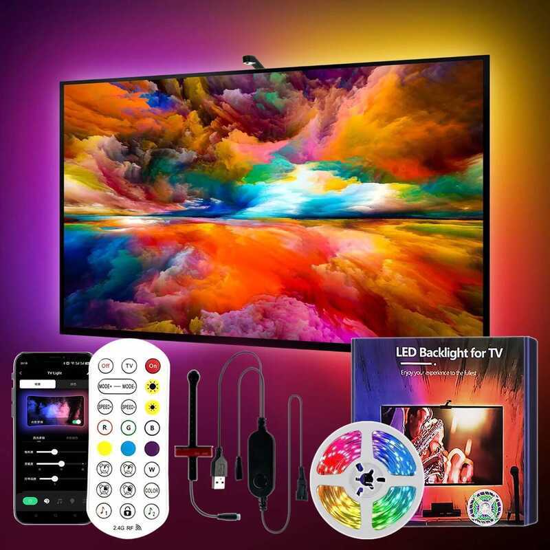 C Ambilight Tv Kit 5V Usb 5M 3.8M App Control Tv Backlight With Color Picking Sensor Rgbic Smart Le