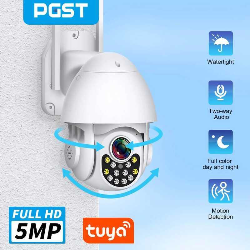กล้องวงจรปิด PGST 2MP 1080P IP WiFi PTZ Tuya สำหรับการรักษาความปลอดภัยภายนอกอาคาร กล้องวงจรปิดอัจฉริ