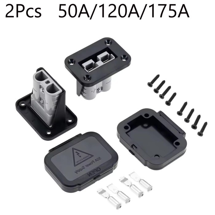 2pcs 50A/120A/175A Cable Connectors Plug For Anderson Plug Connector Flush Mount Bracket Panel Cove