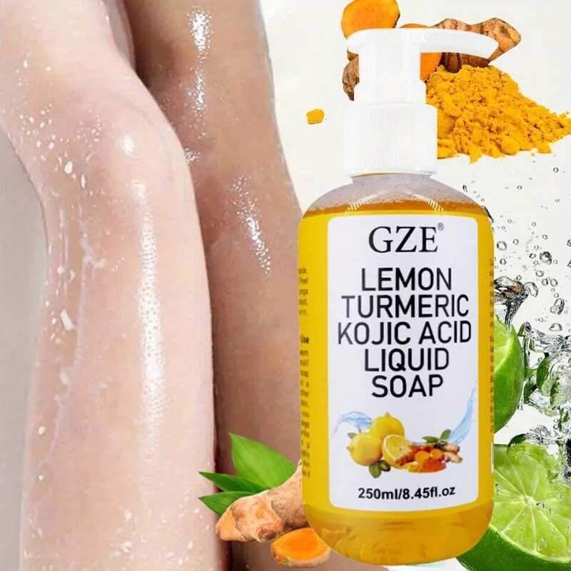 GZE Glow Lemon Kojic Acid Liquid Soap - Gentle Exfoliating Brightening และบํารุงผิวด้วยขมิ้น