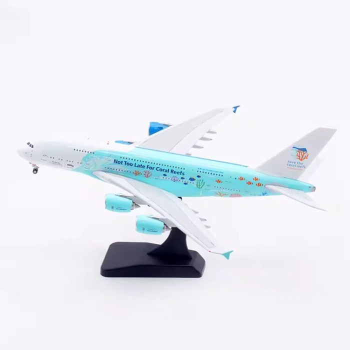 พร้อมสต็อก AV ยี่ห้อ 1: 400 HiFly A380 9H-MIP Rescue Coral Reef Alloy เครื่องบินรุ่น Out of Print Ca