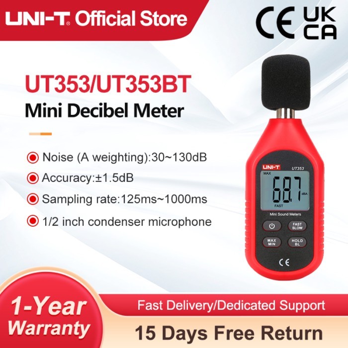 UNI-T Noise Meter UT353 UT353BT Sound Level Meter 30~130 dB Meter Decibel Meter Sound Detector Digi