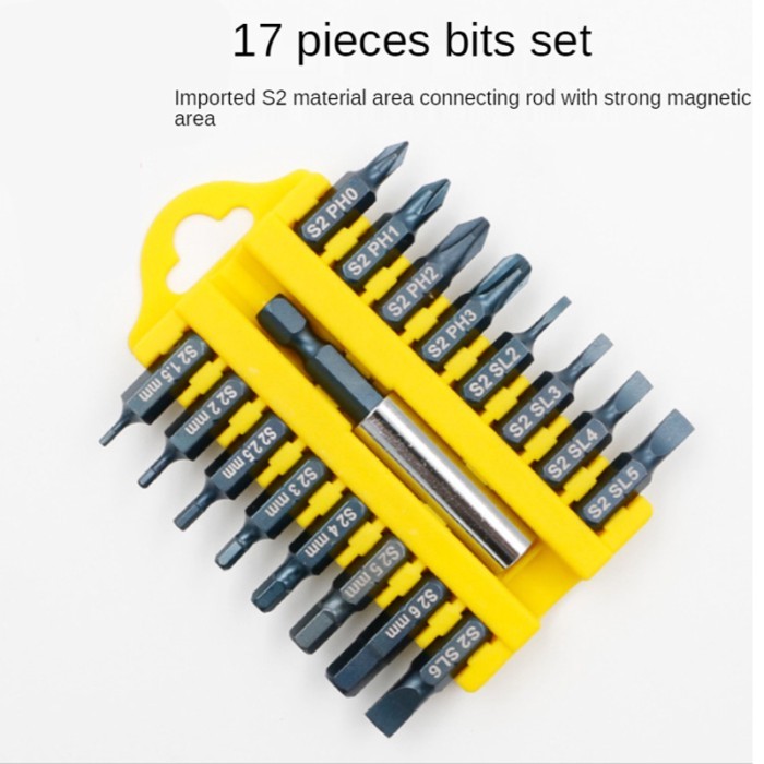 Magnetic Insert Bit Set, Torx Flat Head Electric Screwdriver, Hex, Electric Screwdriver Bit Set, 17