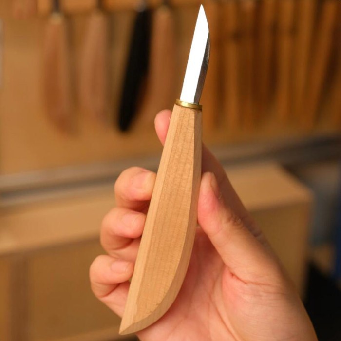 Fine Detail Wood Carving Knife Straight Edge Tool for Basswood DC53 Steel Cherry Wood Handle Carvin