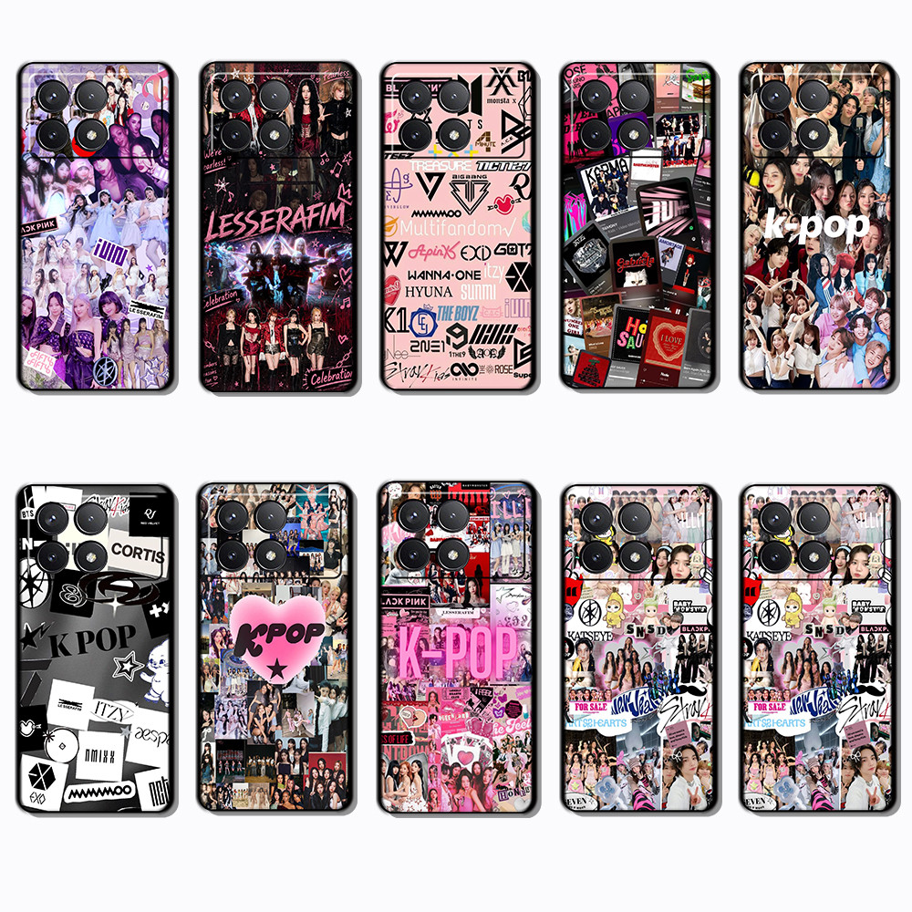 Xiaomi Redmi K70E K60 k70 POCO F5 X6 F6 Pro K-POP เคสโทรศัพท์สีดํานุ่มแฟชั่น
