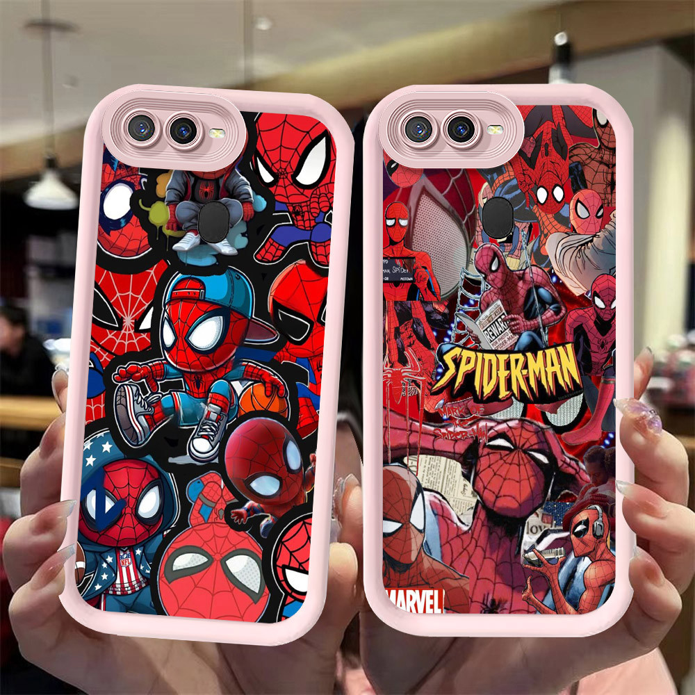 J-4 Spider-man ดำขาวชมพูเคสโทรศัพท์หรับ OPPO A7 A11K A12 A3S A12E A1K A5S A12S AX5S