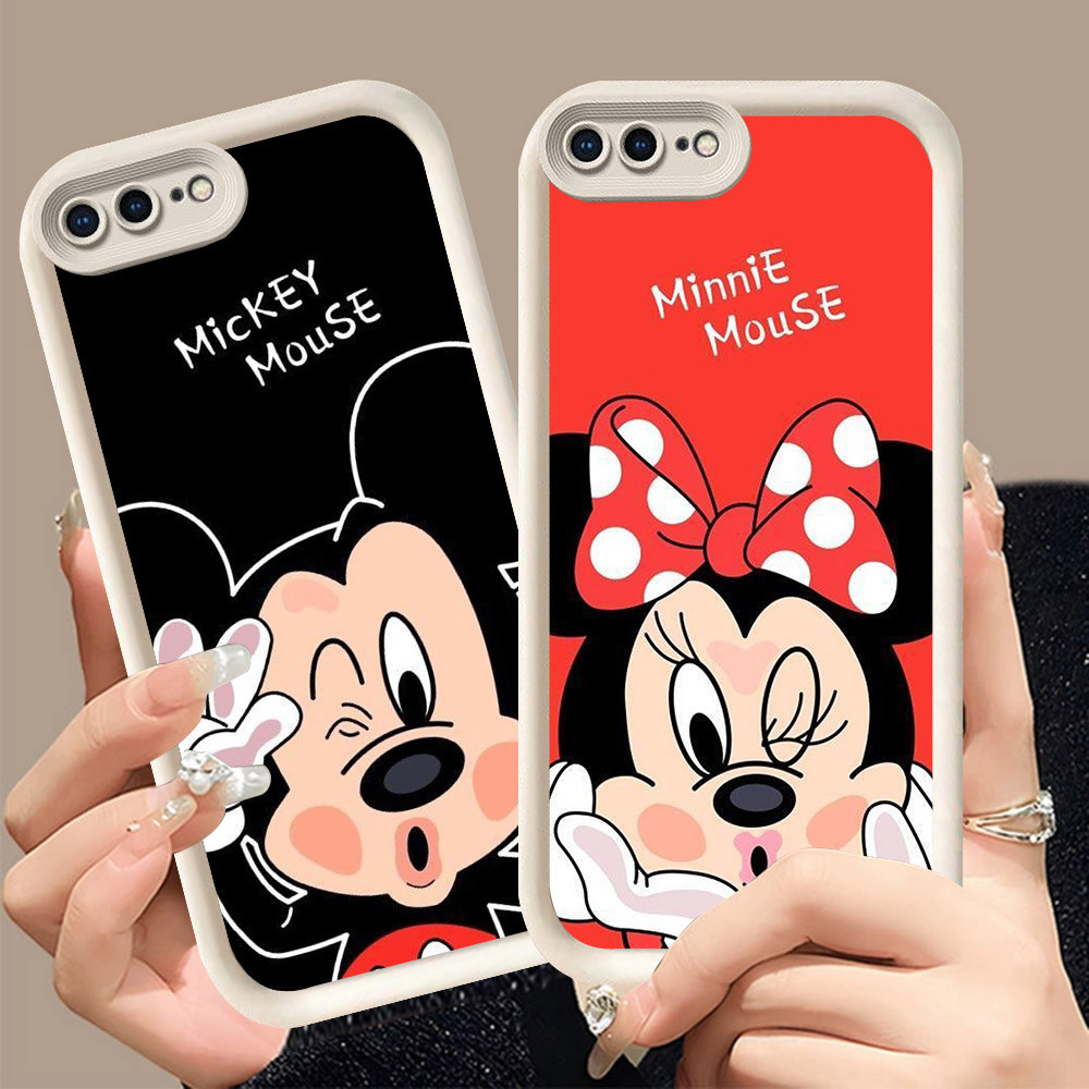 Q-15 Mic_key ขาวดำเคสโทรศัพท์หรับ iPhone 6S 8 SE 2020 6 7 Plus ปกสีชมพู
